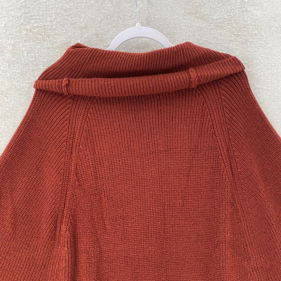 Moss Rose Poncho ONE SIZE Sweater Cover Up Cowl neck Orange - Picture 6 of 11
